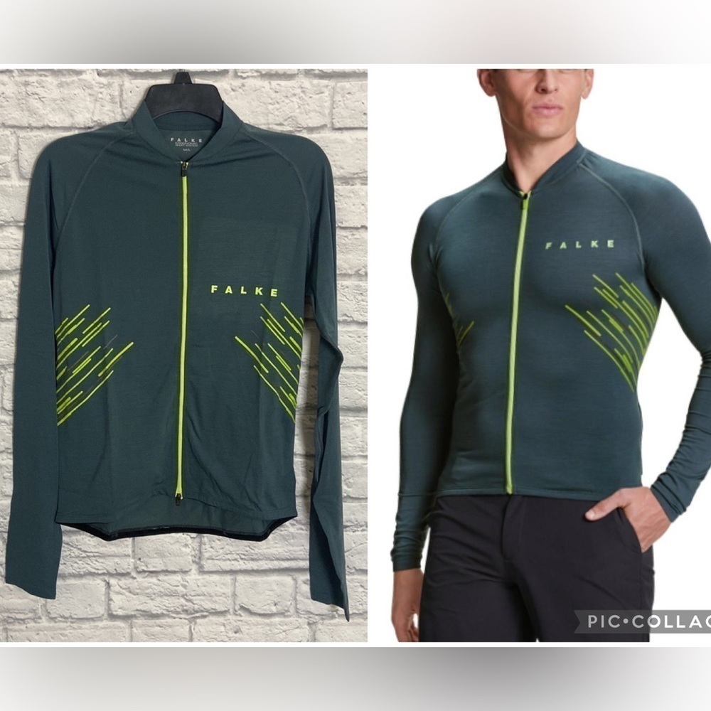 Falke Men's Medium/Large Gray Full Zip Cycling Performance Active Jacket